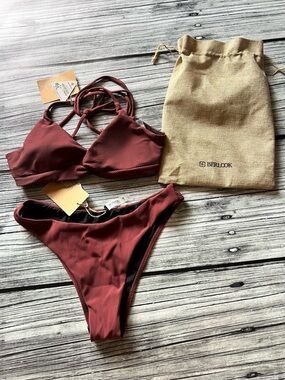 Berlook Brown Ribbed Women’s Bikini Set